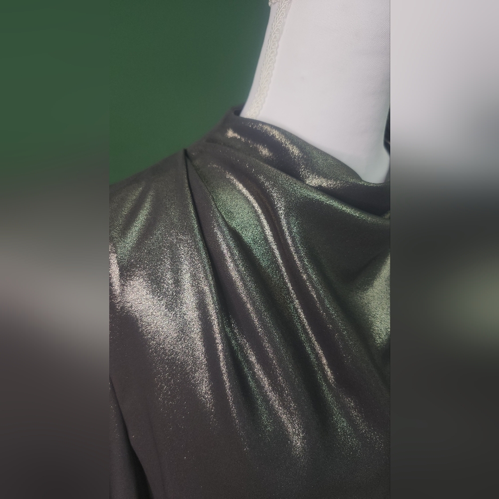 Lavender Brown Metallic Silver Long Sleeve Blouse - Picture 4 of 9